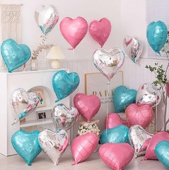 Light Pink and Silver Heart Balloons, 12Pcs 18 Inch Heart Shaped Foil Balloon…