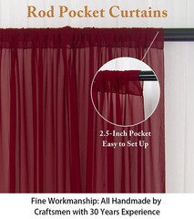 2 Panels 2.4×10 FT Burgundy Chiffon Curtains Backdrop Drapes Rod Pocket