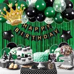 Green Happy Decorations for Men with Happy Banner, Fringe Curtains, Star Foil…