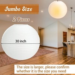 2 Pcs Chinese Paper Lantern 30 Jumbo Round Lantern Lamp Japanese Hanging Ball…