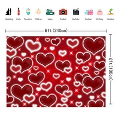 Red Heart Photo Backdrop 8x6FT Valentines Decorations Early 2000s Background …
