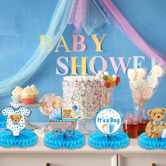 9 Pcs Teddy Bear Honeycomb Centerpieces Its a Boy Baby Shower Table Decorati