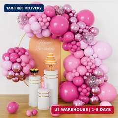 153PCS Pink Balloon Arch Garland Kit Hot Pink Birthday Baby Shower Decorations