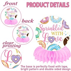 12 PCS Donut Sprinkle With Love Honeycomb Centerpieces Baby Shower Decor