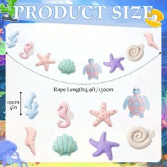 Under The Sea Decorations for Home, Seashell Felt Garland 4.9 ft Handmade Bea…