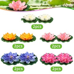 QUOZUO 10PCS 3 Sizes Artificial Foam Lotus Floating Flowers with Multi Color