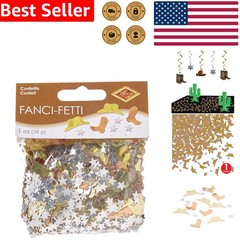 Metallic Western Confetti Boots Hats Stars 1oz Copper Gold Silver Party Supplies