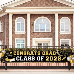 Black and Gold Graduation Decorations 2026 Banner Graduation Yard Signs Class of