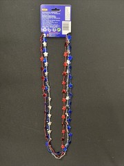 3 Pack USA Star Beads Necklace (Red-Silver-Blue)