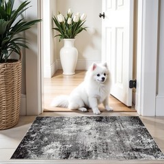 2×3 Washable Entryway Rug – Non-Slip Modern Abstract Neutral Small Throw A