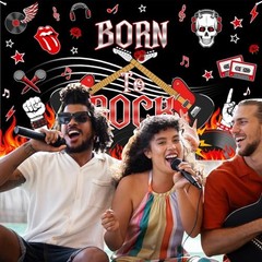 Born to Rock Banner 1950’s Rock and Roll Birthday Party Decorations Black and