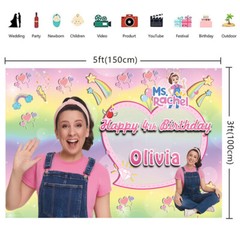Ms Rachel Personalised Custom Backdrop Party Decoration Background Vinyl 5x3ft