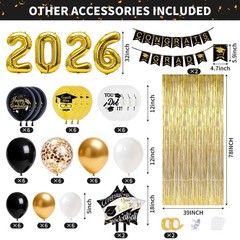 89PCS Black & Gold Graduation Party Decorations – Balloons, Boxes, Backdrop & Mo