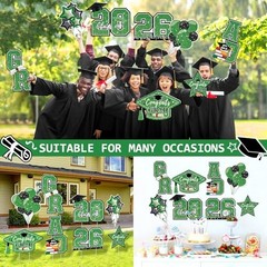 Graduation Yard Sign 2026, 8pcs Large Plastic Graduation Yard Green,Black,White
