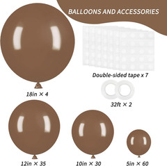 Brown Balloons, 129Pcs Different Sizes 18 12 10 5 Inches for Garland Arch Kit, P