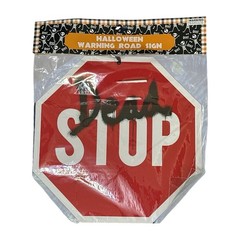 Halloween Décor Lot – Glow Bat Wall Stickers, Spider Webbing, Dead Stop Sign New