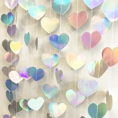 52Ft Shiny Corlorful Glitter Laser Love-Heart Garland Photo Booth Props for G…