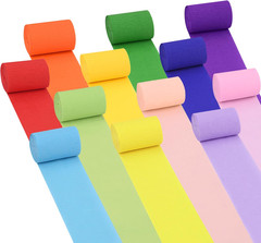12 Rolls Rainbow and Pastel Crepe Paper Streamers Party Decorations, 2.2 Inch Wi