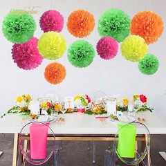 Blacklight Party Decorations – 12 PCS Fluorescent Neon Tissue Paper Pom Poms …