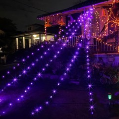 Halloween Decorations 16 Ft Spider Web Lights, Super-Realistic. MISSING PLUG .