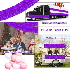 4 Pack 10 Feet Glitter Purple Parade Float Decorations for Trailer Car, Glit…