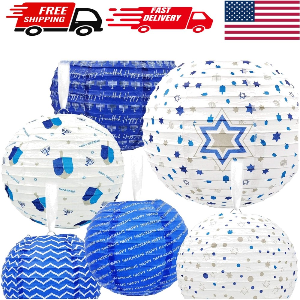 Enchanting 2-Pack Hanging Lanterns – 6 Pieces for Joyous Hanukkah Celebrations