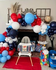 Airplane Balloon Garland Arch Kit 147pcs Navy Blue Red and Blue white Balloon…