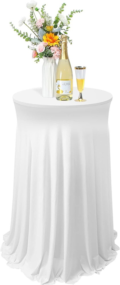 32 x 43 Inch Round Spandex Cocktail Tablecloths with 32 x 43 inch, White