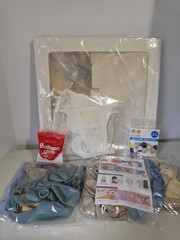 Balloon Arch Kit w/ Strip & Glue, Blue/Beige/White Latex Balloons, Plastic