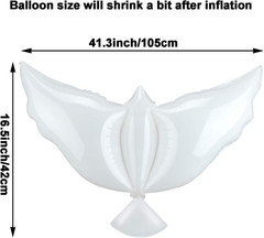 4 Pieces Peace Dove Balloons White Memorial Balloons Pigeon Shape Ceremonies Par