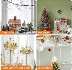 LEFERS 9.8Ft Crystal Glass Balls Christmas Garland,48 Beads 16mm Faceted Prism