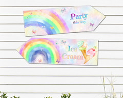 Pink Butterflies & Rainbows Party Decoration Arrows – Any Occasion