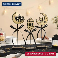 3 Pcs Ramadan Eid Mubarak Decorations Wooden Set, Islamic Ramadan Decorations fo