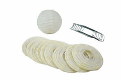 4″ Beige / Ivory Round Paper Lantern, Even Ribbing, Hanging Decoration (10 Pack)