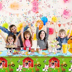 Kasyat Farm Animals Party Tablecloth Farmhouse Disposable Plastic Table Cover