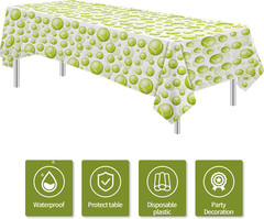 Tennis Party Tablecloth Decorations for Birthday Baby Shower – Disposable Sports
