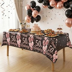 3 Pack 50th Birthday Decorations for Women – Happy 50th Birthday Tablecloth, …