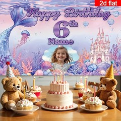 2D flat banner 1pc Customizable Portrait Age Name Birthday Party Banner Decor ☋