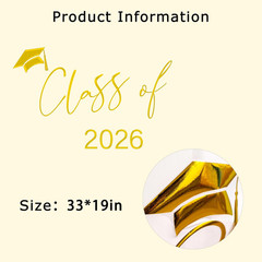 Class of 2026 Golden Decal | Graduation Party Decoration, Balloon Arch Stickers,