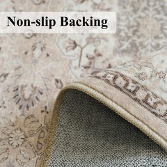 2×6 Hallway Washable Runner Rug : Vintage Soft 2′ x 6′ (Rectangular), Beige