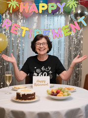 Pre-Strung Happy Retirement Banner – Hawaiian Colorful Retirement Party Decorati