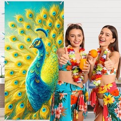 Summer Peacock Door Cover 71 x 35 Inches Hawaiian Door Cover Tropical Bird Ba…