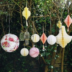 3 FLORAL PAPER LANTERN Birthday Boho Flower Home Garden Summer Tea Party Hanging