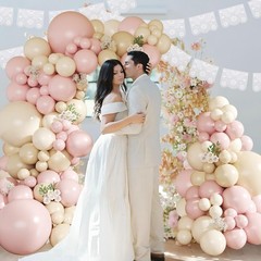 Light Pink Balloon Garland Arch Kit,145pcs Mexicanos Pink Sand White Beige Ba…