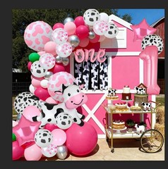 Cow Balloon Pink 40 Inch Large Number 1 Letter Banner Balloons Cow Shape Myla…