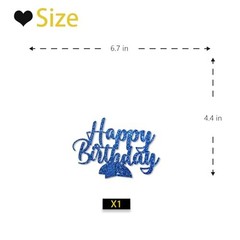 Happy Birthday Table Centerpiece, Dark Blue Glitter Birthday Party Paper Free