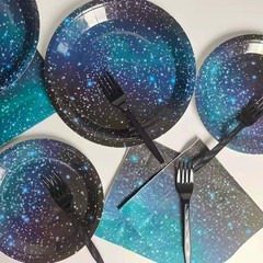Complete Space Party Tableware Set for 24 Guests – 96 Pcs Party Essentials