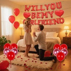 Red 16″ Will You Be My Girlfriend Balloons Letters – 18″ Heart Balloons Alpha…