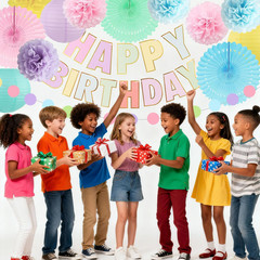 Pastel Birthday Decorations for Women or Girls – Pastel Happy Birthday Banner, H