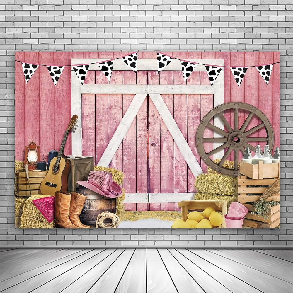 Pink Western Cowboy Cowgirl Backdrop Party Supplies Decorations Happy Birthday B